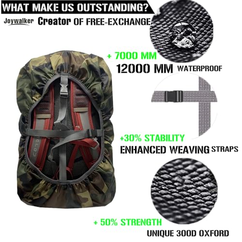 Joy Walker Waterproof Backpack Rain Cover, 12000mm Ultra-Waterproof, Upgraded Ultra-Strong Multilayers, Antislip Buckle Strap - color: Camouflage, size: XL (for 50-70L backpack)