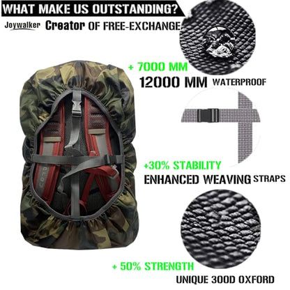 Joy Walker Waterproof Backpack Rain Cover, 12000mm Ultra-Waterproof, Upgraded Ultra-Strong Multilayers, Antislip Buckle Strap - color: Camouflage, size: XL (for 50-70L backpack)