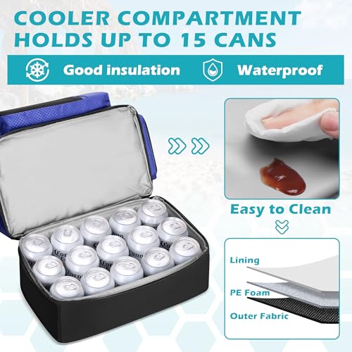 Fasrom Mesh Beach Backpack with Insulated Cooler Compartment, Wet Dry Separation Beach Bag, Large Capacity Tote for Swim - color: Blue