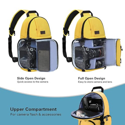 MOSISO Camera Sling Bag, DSLR/SLR/Mirrorless Camera Case Shockproof Photography Camera Backpack with Tripod Holder & Removable Modular Inserts Compatible with Canon/Nikon/Sony/Fuji, Yellow - color: Yellow