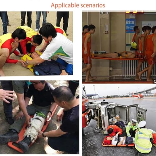 Emergency Spine Board Stretcher with Head Immobilizer and Neck Guard, Foldable Backboard, Water Floating Rescue Stretcher, Lightweight PE Board for First Responders and Use,Two Fold (T