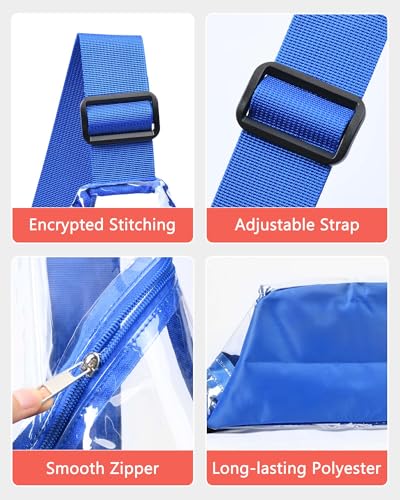 HULISEN Clear Sling Bag, Clear Bag Stadium Approved, Transparent Shoulder Crossbody Backpack Chest Casual Daypack - color: Blue
