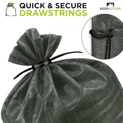 Heavy Duty Sand Bags Pack of 6, Army Green Empty Sandbags with Built-In Ties, Woven Polypropylene UV Protection 1600 Hours, Fillable Bags for Flood Control, Weight, 12x20 inches, 25 Pounds Volume - size: 12"W x 20"L, style: Pack of 6