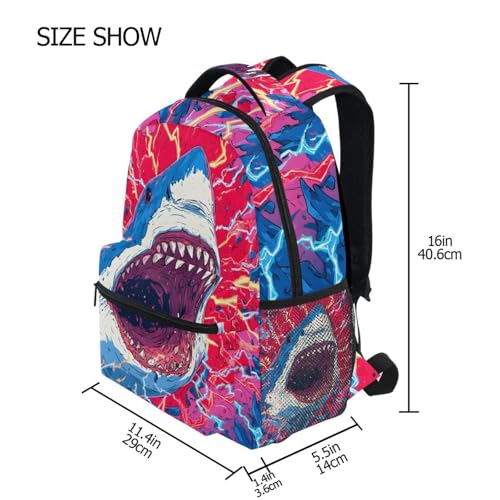 susiyo Cartoon Shark School Backpack Bookbag Lightweight College Back Pack Travel Camping Casual Daypack for Teens Girls Boys Women Men - color: Cartoon Shark