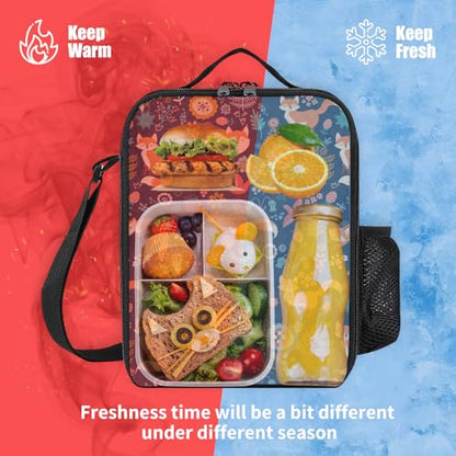 Fox Backpack Set for School,17 Inch Casual Back to School Bags with Lunch Box, Kids Daypack Bags and Pencil Case Set for Teens Boys Men Students - color: Fox