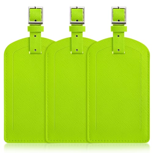 3 Pack Luggage Tags for Suitcases, TSA Approved Bag Tags, Baggage Tags with Privacy Protection, Travel Essentials Luggage Accessories, Neon Green - color: Neon Green