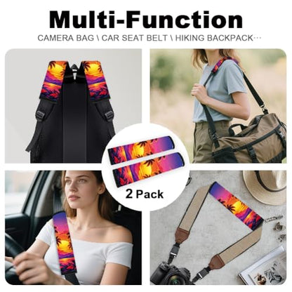 2Pcs Soft Auto Seat Belt Cover Pads, Tropical Sunset Car Seatbelt Shoulder Cushion for Comfortable Driving, Compatible with All Cars' Seatbelt and Backpack Straps 11x2.4inch - color: Sunset