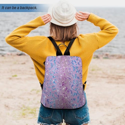 Waterproof Backpack Blue Purple Leopard Print Casual Bags for Women Anti-theft Daypacks Fashion Versatile Bag - color: Blue Purple Leopard Print, size: No Custom