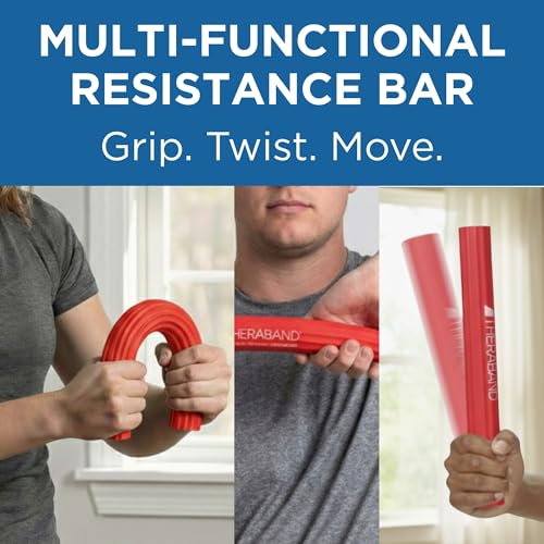 THERABAND FlexBar Resistance Bar, Light, Red Flex Therapy Bar for Physical Therapy, Wrist & Forearm Exercise Equipment, Non Slip Grip, Compact Design - color: Red - Light, style: Original