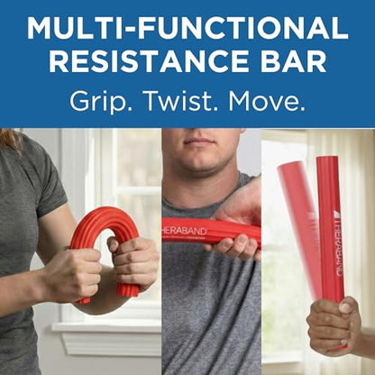 THERABAND FlexBar Resistance Bar, Light, Red Flex Therapy Bar for Physical Therapy, Wrist & Forearm Exercise Equipment, Non Slip Grip, Compact Design - color: Red - Light, style: Original