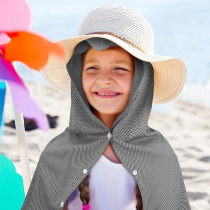 Peryiter 2 Pack Mini Kids Cooling Hoodie Towels for Neck and Face Cooling Towels UPF 50 Sun Protection Lightweight Soft Breathable Neck Head Wraps Cold for Kids Exercise Activities Sport Workout