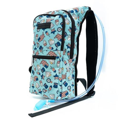 Kandies World Reflective Festival Hydration Pack - 2L Hydropack for Raves, Hiking, Biking, Running, and More (with Anti-Theft Pocket) - style: USA