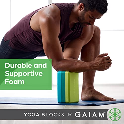 Gaiam Yoga Block - Supportive Latex-Free Eva Foam - Soft Non-Slip Surface with Beveled Edges for Yoga, Pilates, Meditation - color: Blue Shadow Point, style: 1 Block