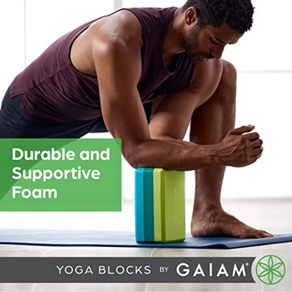 Gaiam Yoga Block - Supportive Latex-Free Eva Foam - Soft Non-Slip Surface with Beveled Edges for Yoga, Pilates, Meditation - color: Cool Mint, style: 1 Block