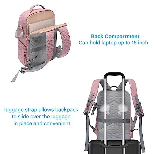 MOSISO Camera Backpack with Rain Cover, DSLR/SLR/Mirrorless Rhombus Quilted Camera Bag for Photographers with Tripod Holder&15-16 inch Laptop Compartment Compatible with Canon/Nikon/Sony, Cameo Pink