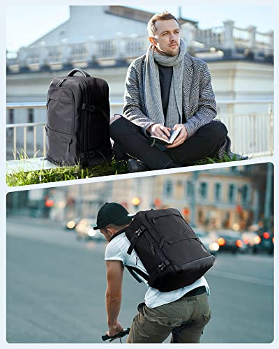 BAGSMART 40L Black Travel Laptop Backpack with Packing Cubes and Shoe Bag - color: Obsidian Black