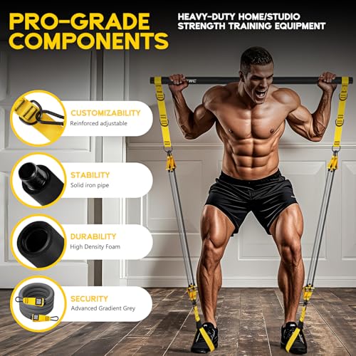 HOXWC Heavy Pilates Equipment, Portable Pilates Bar Kit with Resistance Bands, Professional Adjustable Squat Workout Equipment for Men, Home Gym Muscle Strength Training, Full Body Exercise - style: 270lbs