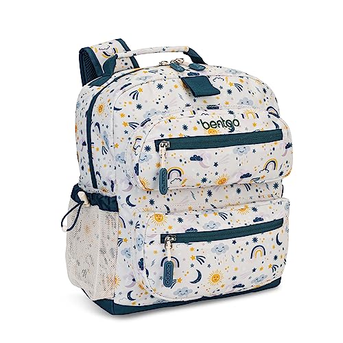 Bentgo Kids Backpack - Lightweight 14” Backpack in Fun Prints for School, Travel, & Daycare, Ideal for Ages 4+, Roomy Interior, Durable & Water-Resistant Fabric, & Loop for Lunch Bag (Friendly Skies) - color: Friendly Skies