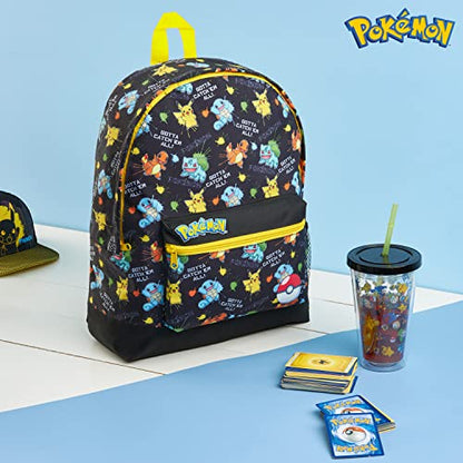 Pokemon Backpack for Kids Teens Boys Girls, Pikachu Anime Backpacks, Bag for Daycare Sports Vacation Travel, School Gift (Black AOP) - color: Black Aop
