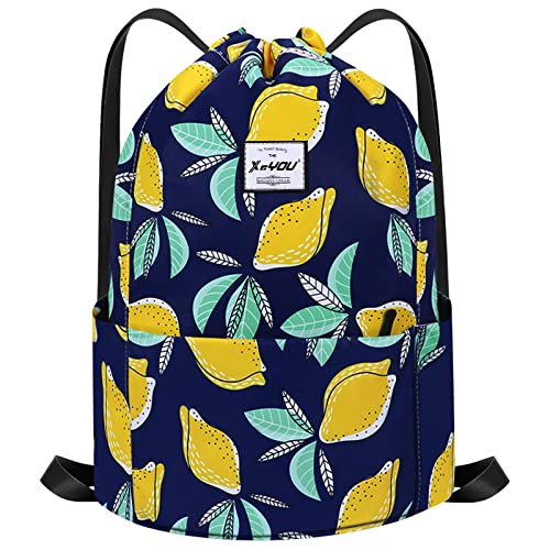 XEYOU Drawstring Sports Backpack Lightweight Gym Yoga Sackpack Shoulder Rucksack Casual Outdoor Daypack for Women and Men | Lightweight - color: Pears Pattern