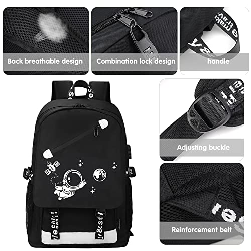 MCWTH School Backpacks for Teen Boys, Luminous School Bag Bookbags for Kids (Astronaut) - color: Astronaut