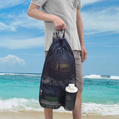Mildbeer Large Drawstring Backpack for Men Women Athletic Gym Sports Workout Beach Swimming Commuting Travel - color: Navy, style: L: 21"x12.5"x5.5"