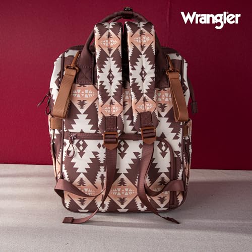Montana West Wrangler Diaper Bag Backpack Aztec Callie Bag Travel Backpack Purses Western Multi-Function Baby Bags for Mom - color: Brown