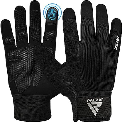 RDX Weight Lifting Gloves Gym Workout, Full Finger Touch Screen, Breathable Anti Slip Padded Palm Protection, Fitness Strength Training Powerlifting HIIT WOD Exercise, Men Women Home Gym Cycling - color: BLACK, size: X-Large