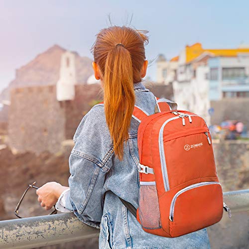 ZOMAKE Lightweight Packable Backpack 30L, Foldable Travel Hiking Daypack - color: Orange