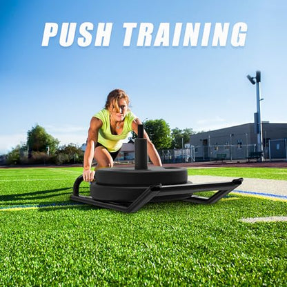 Dolibest Weight Sled, Fitness Sled, Workout Sled for Fitness Strength Training and Speed Improvement, Push-Pull Prowler Training, Suitable for 1-2" Weight Plates, Black - color: Black Pull-Push Sled-3