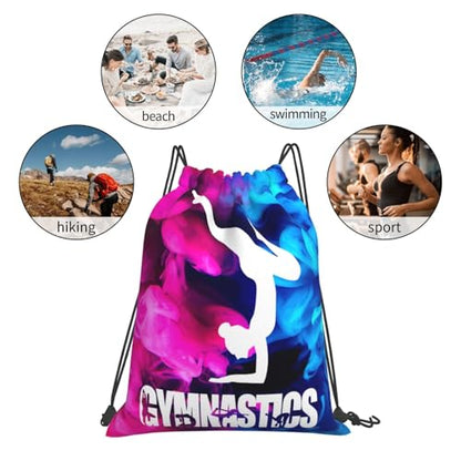 Gymnastics Drawstring Backpack Light Gym String Bag Pink Water Resistant Sackpack Sport Yoga Daypack For Womens Mens - color: Gymnastics1