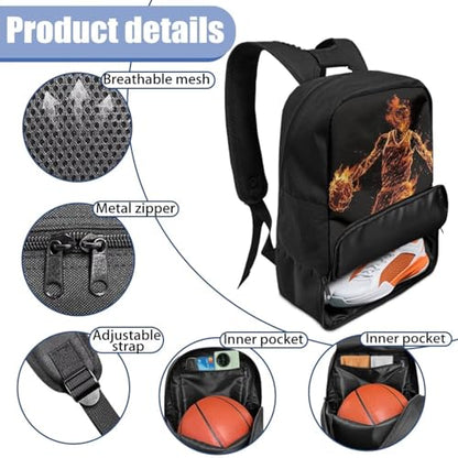Basketball Backpack With Separate Ball Compartment And Shoes Fit Basketball Volleyball Football - color: Flame Basketball