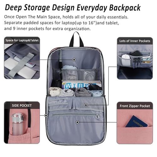 MAXTOP Deep Storage Laptop Backpack Business Anti-theft Backpacks[Water Resistant] College School Computer Bookbag Fits 17 Inch Laptop - color: Soft Pink, size: 17 inch, style: Daypack Backpacks