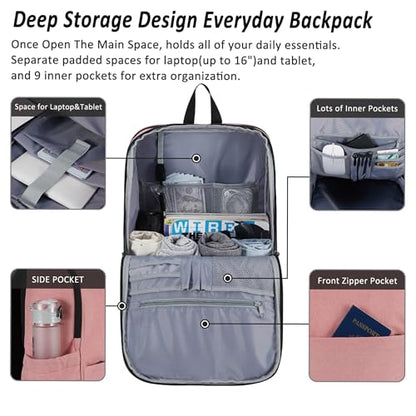 MAXTOP Deep Storage Laptop Backpack Business Anti-theft Backpacks[Water Resistant] College School Computer Bookbag Fits 17 Inch Laptop - color: Soft Pink, size: 17 inch, style: Daypack Backpacks