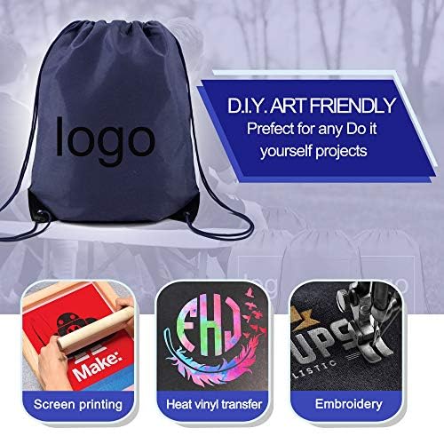 BeeGreen 20 pieces Wholesale Navy Blue Drawstring Backpack Bags Cinch Bags Bulk Heavy Duty String Backpack Machine Washable Sackpack Sport Bags for Women Men - color: Navy Blue