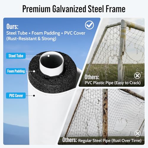 Soccer Goal for Backyard, 8x5/6x4 FT Heavy Duty Soccer Net with Safety Foam Padded Metal Post, Durable Goals with Training Set Agility Ladder & 12 Cones for Youth & Adults Practice - size: 8x5 FT