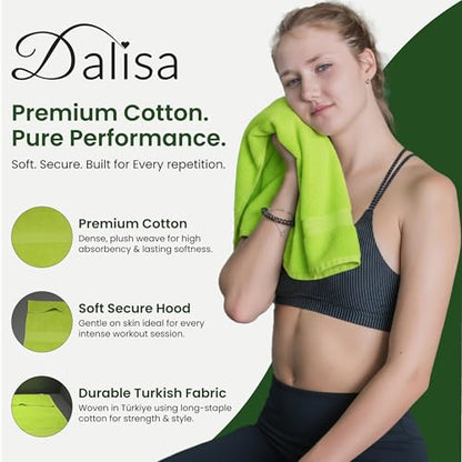 Dalisa Bench Hood Gym Towel – 100% Turkish Cotton – Non-Slip Hooded Design for Weight Benches – 450 GSM – 19.7" x 51.2" – Ultra-Absorbent, Quick-Dry Workout Towel – Made in Türkiye – Lime Green - color: Lime Green