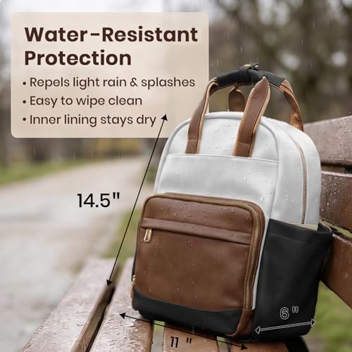 miss fong Small Diaper Bag - Baby Diaper Bag Backpack Checkered Diaper Bag with Changing Pad Baby Backpack for Travel Daycare Mommy Diaper Backpack Pañaleras Para Bebe for Mom & Dad - color: Brown&white