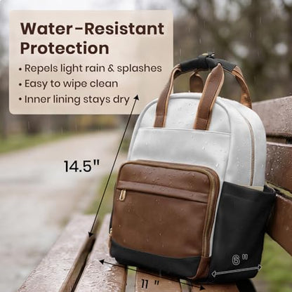 miss fong Small Diaper Bag - Baby Diaper Bag Backpack Checkered Diaper Bag with Changing Pad Baby Backpack for Travel Daycare Mommy Diaper Backpack Pañaleras Para Bebe for Mom & Dad - color: Brown&white
