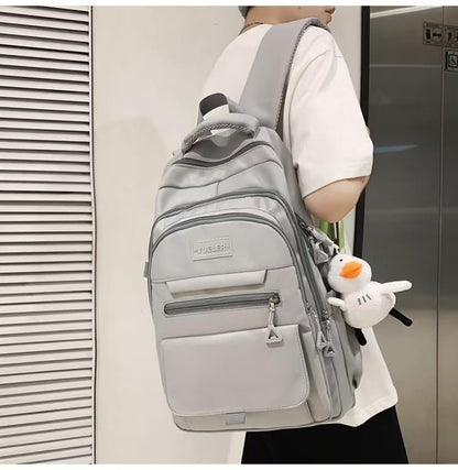 Student Backpack for Teen Girls Boys Preppy Elementary Middle School College Bookbags Cute Aesthetic Trendy Daypack (Gray) - color: Grey