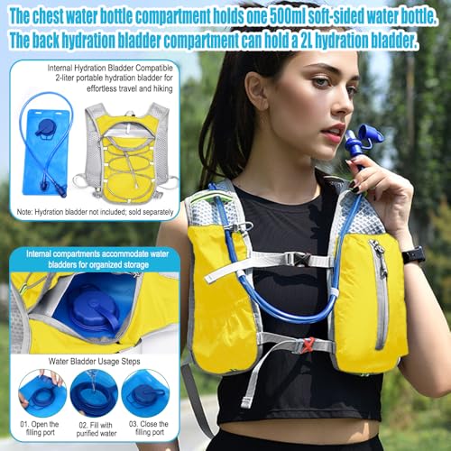 Travel Hiking Cycling Lightweight Backpack Adjustable shoulder straps, Running Hydration Vest for Outdoor Trail for Men Women-Yellow