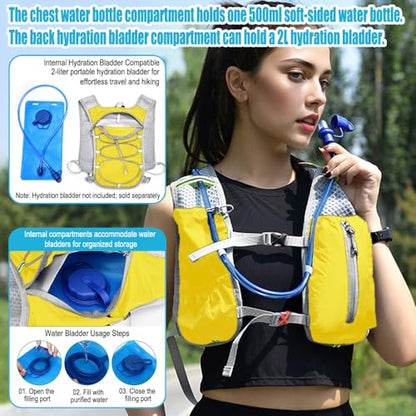 Travel Hiking Cycling Lightweight Backpack Adjustable shoulder straps, Running Hydration Vest for Outdoor Trail for Men Women-Yellow