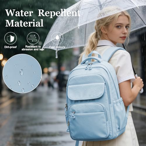 Cute School Backpack for Teens Girls Boys Waterproof School Bag Basic Backpack for College Students Multi Pocket Backpack Lightweight Casual Daypack Backpacks for Women Men（Blue） - color: Blue