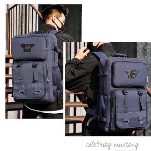 Large Travel Backpack Carry,Camping Hiking Backpack,Water Resistant Outdoor Daypack Travel Bag for Climbing Skiing(Blue) - color: Blue
