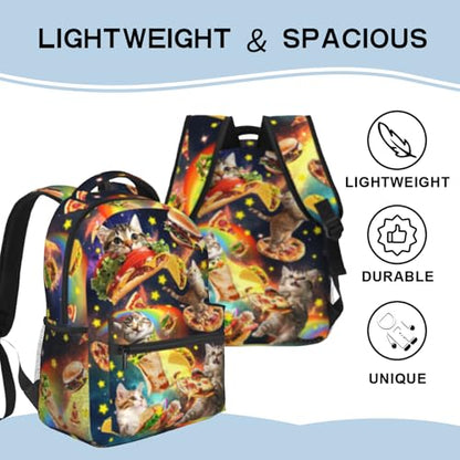 Funny Taco Cats School Backpack For Kids Galaxy Pizza Cat Backpack For Boys Girls Children Elementary Middle School Bookbag Ages 6-18 Back Pack - color: Taco Cats