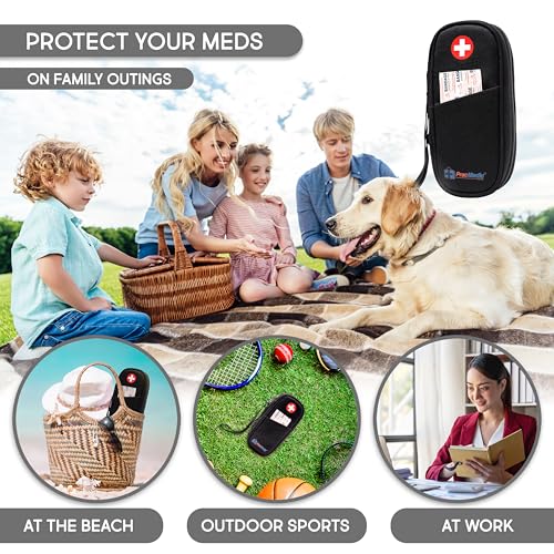 PracMedic Bags Epi Pens Carrying Case- Insulated Epipen Carry Case (Black) | Holds 2 Epi Pens, Auvi-Q or Neffy, Inhaler & Antihistamine. Medical Case for Allergy, Asthma & Diabetes Medicines. - color: Black