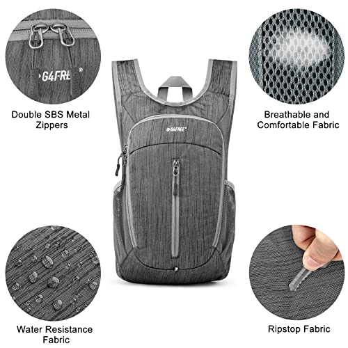 G4Free 10L Hiking Backpack Small Travel Hiking Daypack Lightweight Packable Backpack Casual Foldable Shoulder Bag | Lightweight Packable Daypack, Casual Foldable Shoulder Bag, Dark Grey - color: Dark Grey