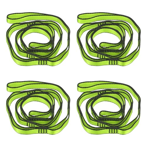 PATIKIL Daisy Chain Straps, Strong Climbing Strap Adjustable Nylon Chain Sling with Loops for Aerial Yoga Hammock Swing - color: Green, size: 51 Inch