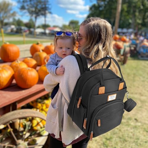 RUVALINO Diaper Bag Backpack-Expandable Baby Bag with up to 50% Capacity -Baby Essentials Bag with Changing Pad Insulated Bottle Holders & Pacifier Case, Waterproof, Black XL - color: Black