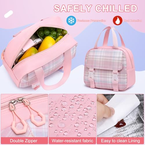 MOMUVO Girls Backpack with Lunch Box, Kids Backpack with Lunch Box, School Bags for Girls Kindergarten Elementary Preschool Middle School - color: Pink Sets